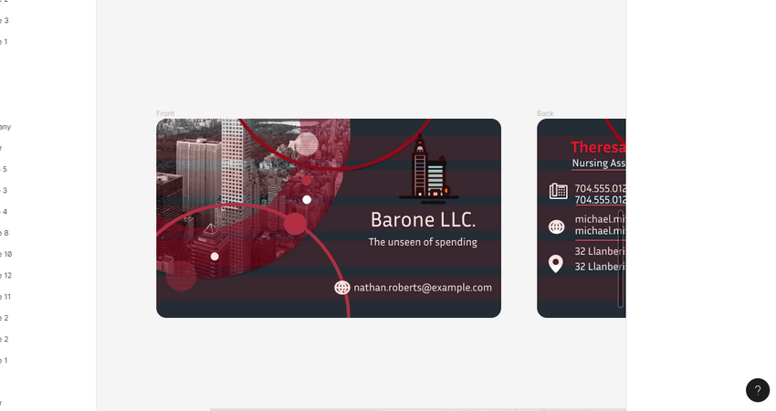 business card layout in Figma