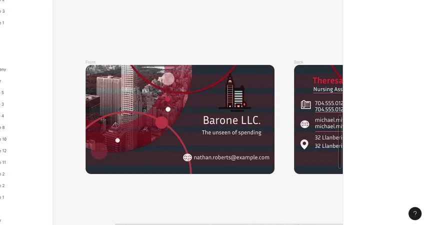 business card layout in Figma